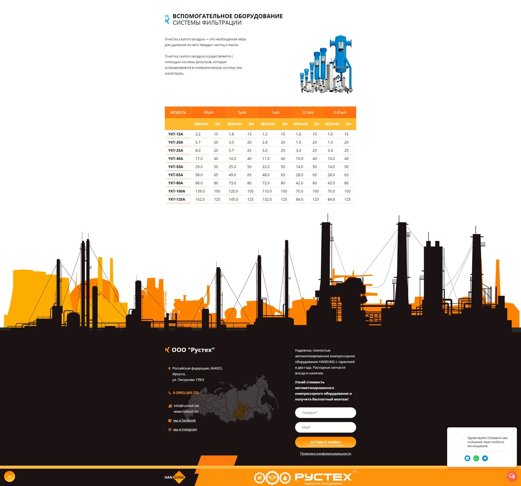 Рустех Компрессоры | Дизайн сайта
